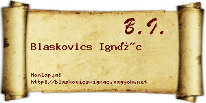 Blaskovics Ignác névjegykártya