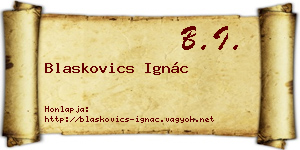 Blaskovics Ignác névjegykártya